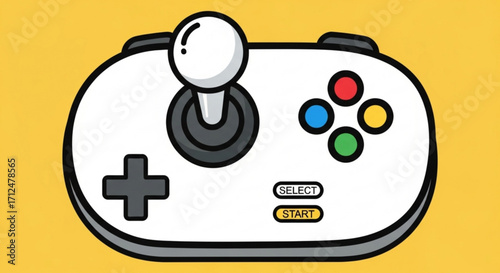 Retro gaming controller, featuring classic joystick and buttons, evoking nostalgia for vintage video games and arcade experiences