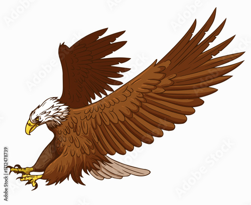 Eagle hunting painting colorful cartoon sketch