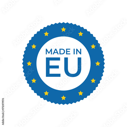 Decorative Round Blue Label Made in EU Certified