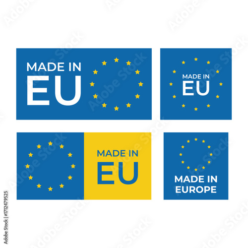 Multiple Rectangular Made in EU Product Sticker Set