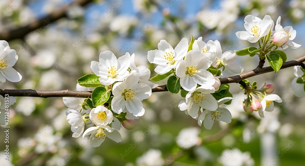 Obraz premium Apple tree blossoms in spring orchard.