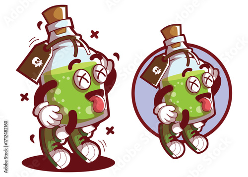 Poison bottle cartoon characters illustration