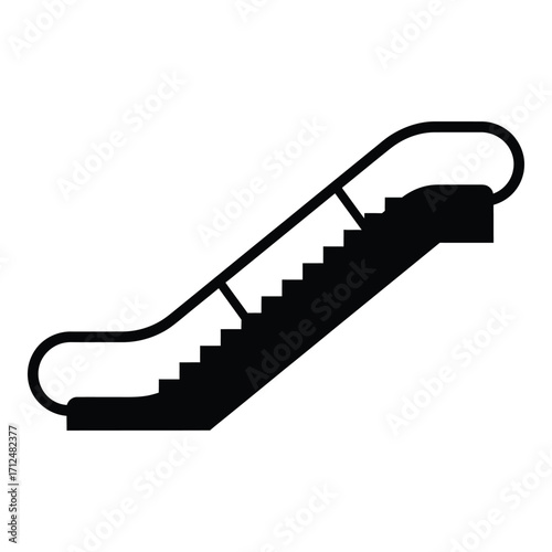 Simple black silhouette of an escalator for easy access and movement silhouette