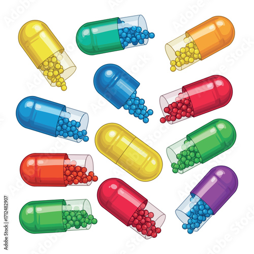 Vitamin pill capsules Vector set