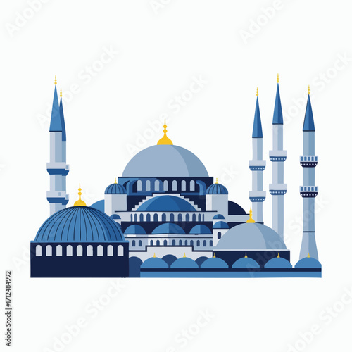 Blue Mosque Illustration A Detailed Vector Depiction of Istanbuls Landmark.