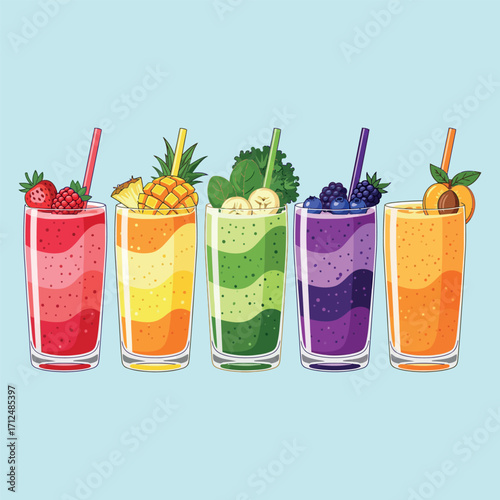 Smoothie fruit blends Vector
