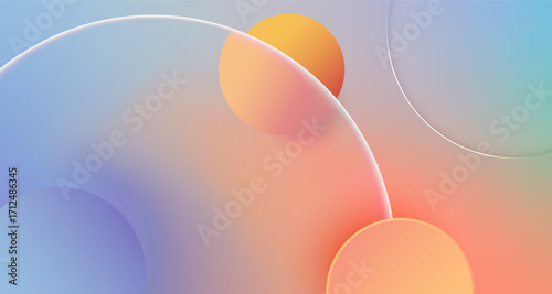 Modern gradient abstract background with glass circles and soft blur vector. 