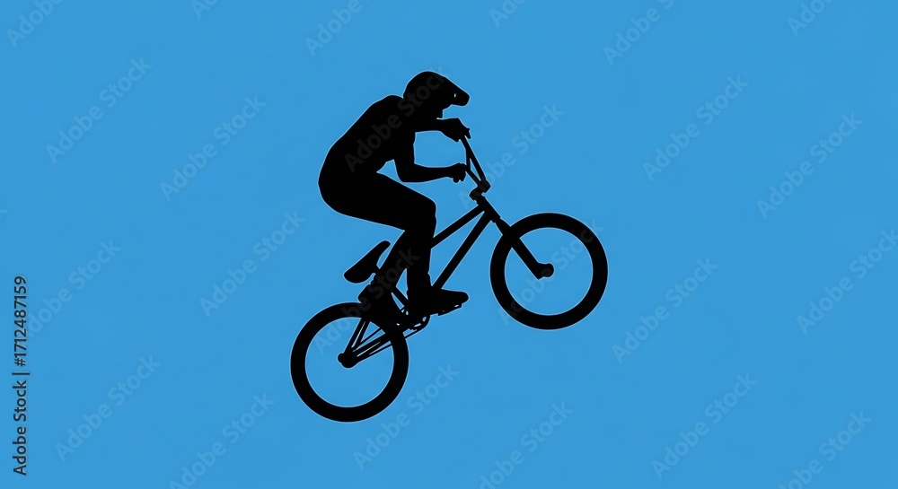 Fototapeta premium BMX Rider Silhouette Performing a Wheelie Stunt.