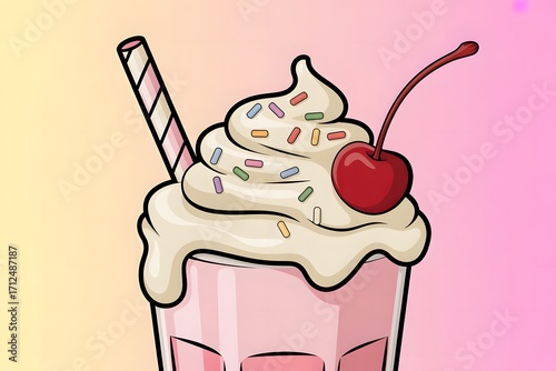 Ice Cream and Berry Clipart Vector Set with Cute Dessert Illustrations and Summer Treat Elements