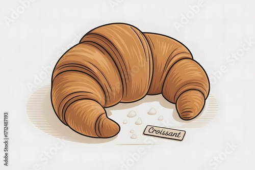 Cute Croissant Clipart – Bakery Pastry Illustration for Digital Design