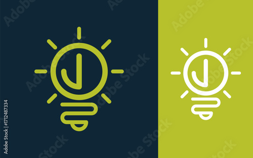 Abstract Initial letter J with light bulb logo design vector illustration	
