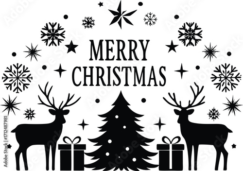 Christmas reindeer silhouette festive holiday design with red green blue accents