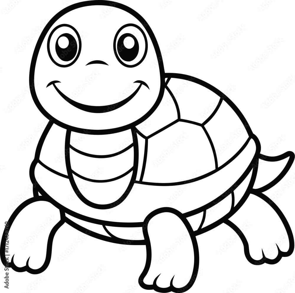 Fototapeta premium Happy Turtle Coloring Page for Kids