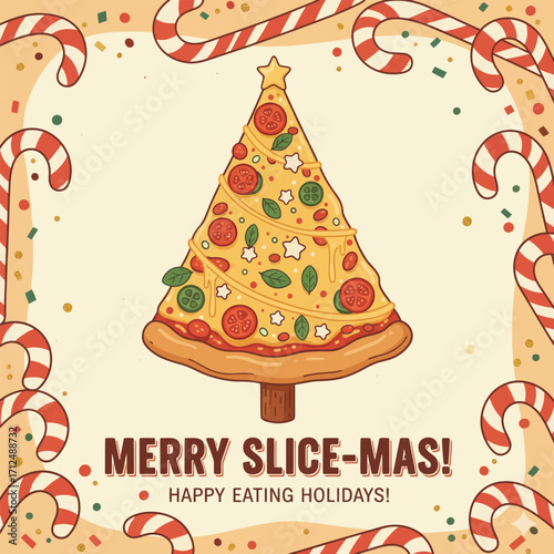 Merry slice mas pizza Christmas tree festive holiday food