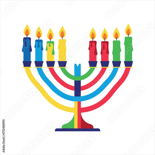 Hanukkah menorah candles Vector