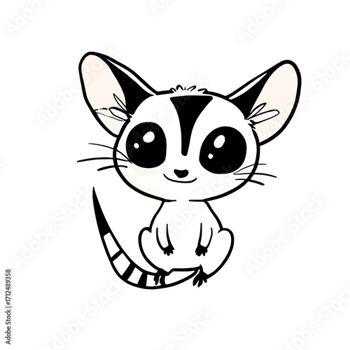 Sugar Glider. Sugar Glider simple black and white line art vector logo