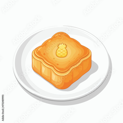 Delicious Pineapple Tart on a White Plate Traditional Asian Pastry.