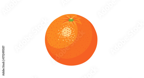 A single ripe orange fruit with a textured peel and green stem on a white background.