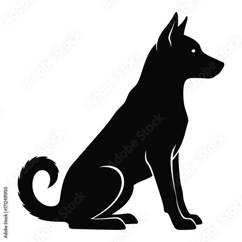 Sitting dog silhouette profile view clean design animal companion pet icon silhouette