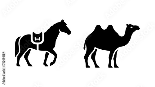 Camel and Horse Silhouette
