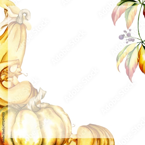 Watercolor illustration of a wild intertwining frame