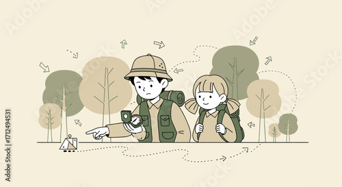 Children Exploring Nature: Discovering Directions And The Excitement Of A Journey