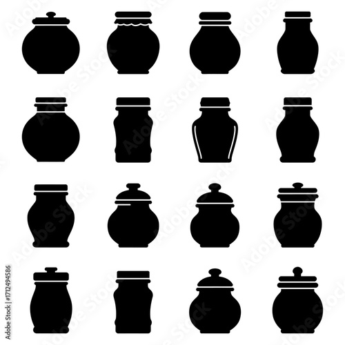 Wallpaper Mural Collection of 16 Diverse Jar Silhouettes Design Elements for Packaging, Labels, and More Torontodigital.ca