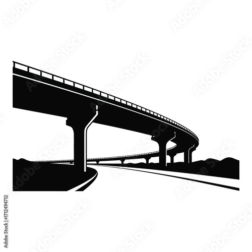 Curving overpass highway bridge silhouetted against a bright sky highway infrastructure transportation silhouette
