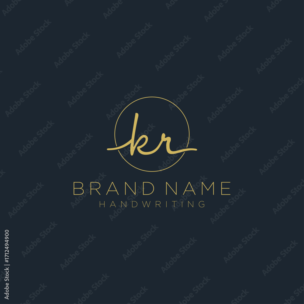 Fototapeta premium K R Initial handwriting logo template