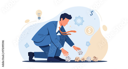 Businessman Exploring Ideas, Gathering Concepts, and Assessing Business Opportunities Creatively