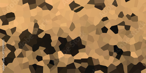 Abstract geometric mosaic pattern with irregular polygons in warm earthy tones of beige brown and dark brown creating a textured background effect