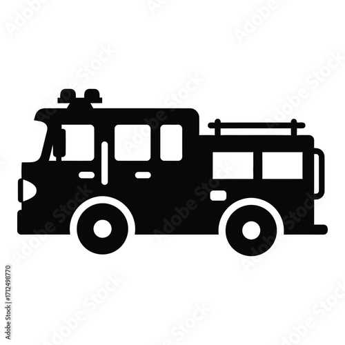 Classic silhouette fire truck icon for emergency services and safety projects silhouette