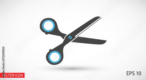 Scissors icon, a simple vector illustration of a cutting tool with blades and handles for various purposes