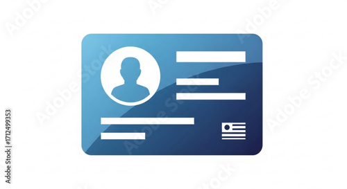 A blue identification card with a person icon and some text, the card is glossy and has a modern design for personal use