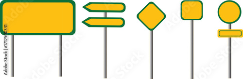 Road Signs Vector Illustration – traffic direction sign and warning board icons.