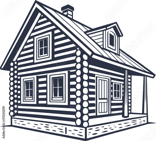 Log Cabin Vector Illustration