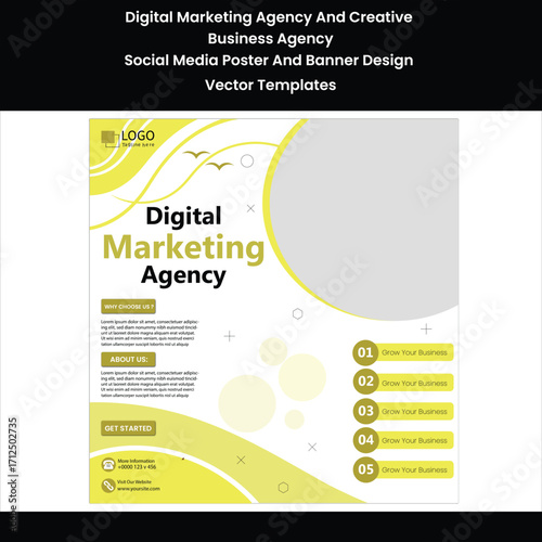 Digital Marketing Agency And Creative Business Agency Vector Templates Social Media Poster And Banner Design 