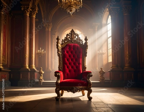 Ornate throne in grand hall