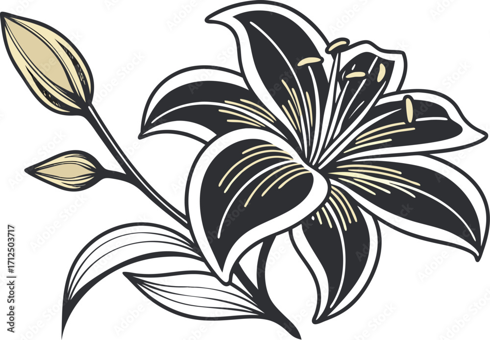 Obraz premium Elegant Black and White Lily Flower