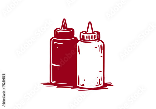 Tomato Ketchup hand drawn vector illustration