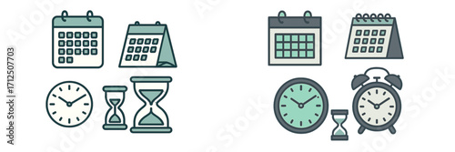 Various calendar and clock designs showcasing different ways to track time and dates for planning activities