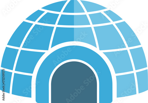 Blue Igloo Icon, Flat Design