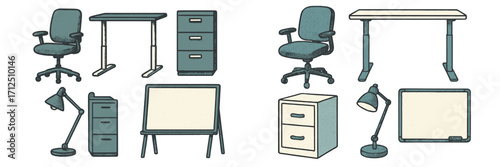Office furniture collection featuring various seating, desks, and storage units for a productive workspace