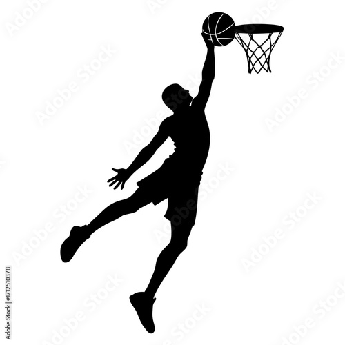 Basketball Player Jump Shot Silhouette Vector Illustration