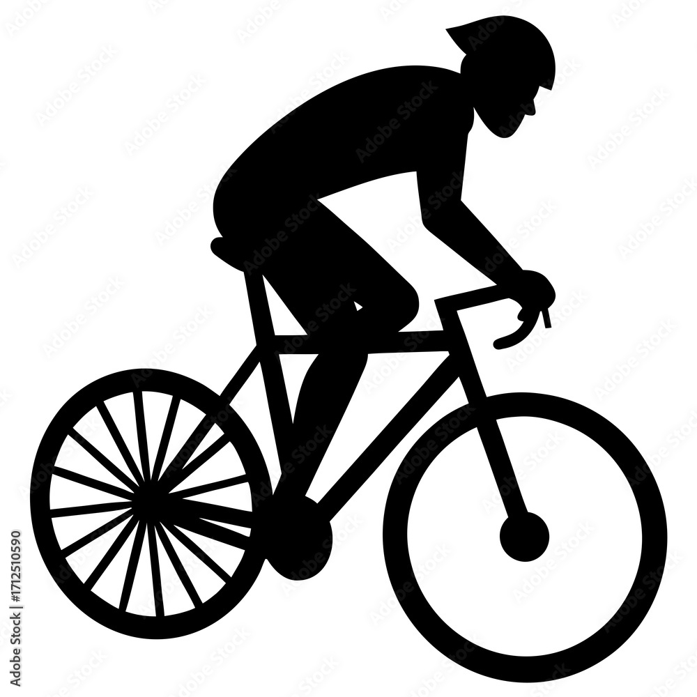 Fototapeta premium Silhouette Cyclist on Curved Road for Sports and Adventure ...