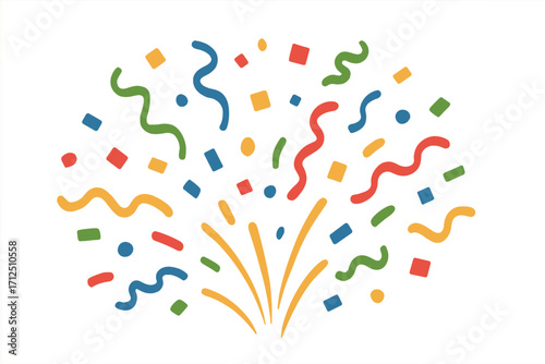 Confetti burst vector background. Colorful paper splash for party, birthday, and celebration design. Festive popper explosion isolated for a holiday, carnival, or anniversary.