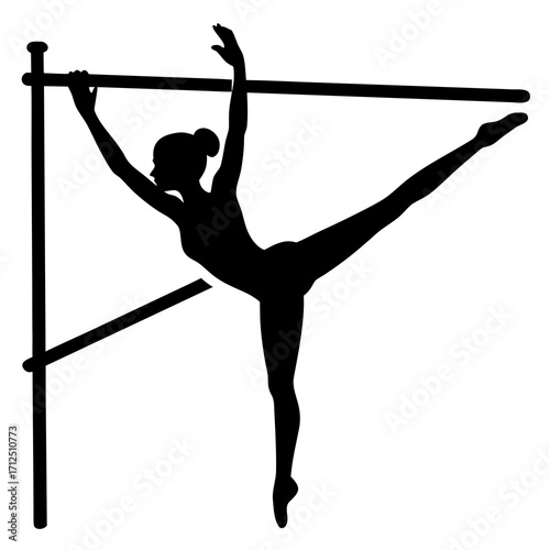 Silhouette of a Woman Performing a Pole Dance Move Illustration