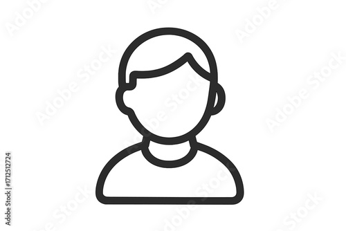 User icon, simple person symbol for profile page. Man avatar for website account or member login. Client or customer silhouette vector. Linear head contact graphic illustration.