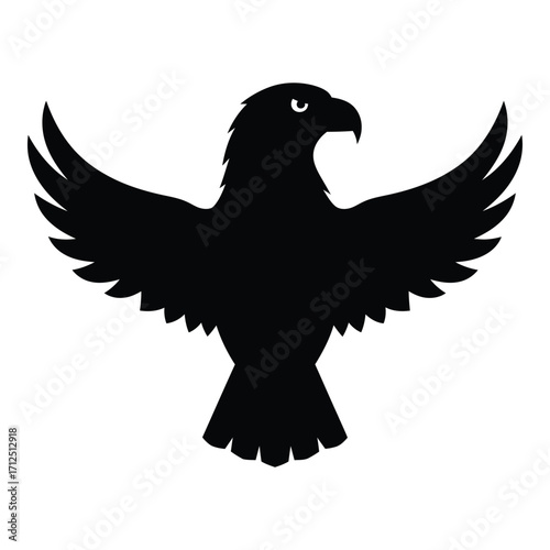 Majestic black eagle silhouette with wings spread wide powerful avian symbol silhouette