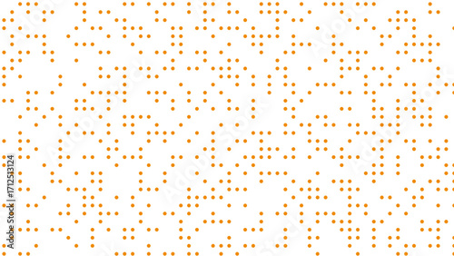 Abstract pattern of scattered golden dots on a white background, creating a subtle texture.